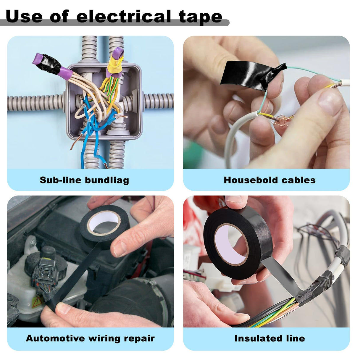 Romeda 9 Pack Electrical Tapes, Electrical Tape Water, Sun, and Oil Resistant, Electrical Tape is Suitable for Most Domestic, Commercial, and Industrial environments - Black