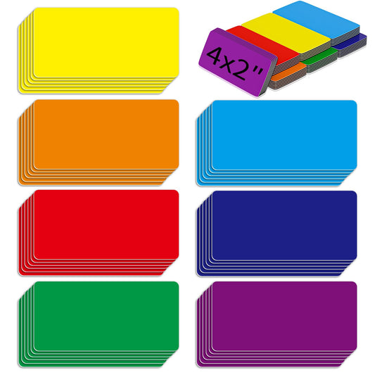 42Pcs Dry Erase Magnetic Labels, 2 x 4 Reusable Magnetic Sticky Notes Waterproof Magnetic Label Stickers for Classroom Home Office Refrigerator Locker and More(Rainbow Colors) 4 x 2" 42pcs, Rainbow Colors