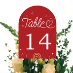 Big Dot of Happiness Wedding Hearts Cherry Red Table Numbers, Engagement and Anniversary Party Decor, Wedding Centerpieces, Double-Sided 5 x 7 inches Cards, Table Numbers - 1-20