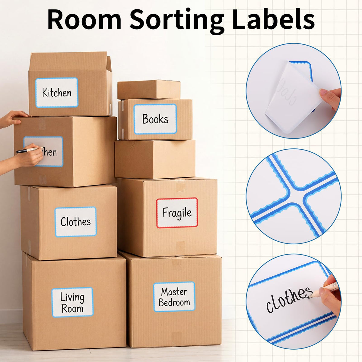 160 Pcs Moving Labels for Boxes, 8 Color-Coded Writable Stickers, 6 x 4 in
