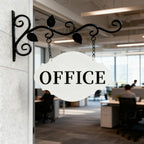 Office Door Sign 12" x 7.48" Wall-Mounted Office Sign for Wall Outdoor Double-Sided Metal Hanging Business Signs for Hallway, Church, School, Hotel,Farmhouse (WHITE-OFFICE) WHITE-OFFICE