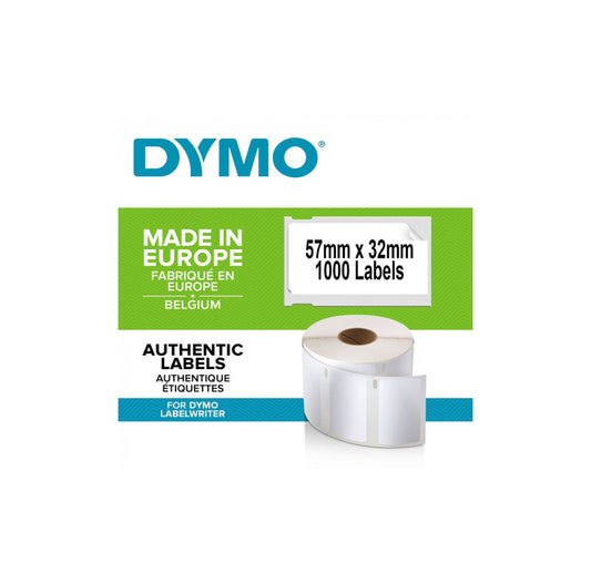 DYMO Authentic LabelWriter Multi-Purpose Labels | 57 mm x 32 mm | Self-Adhesive | Roll of 1000 | Easy-Peel Labels | for LabelWriter Label Makers | Made in Europe, White 32 x 57 mm 1 roll