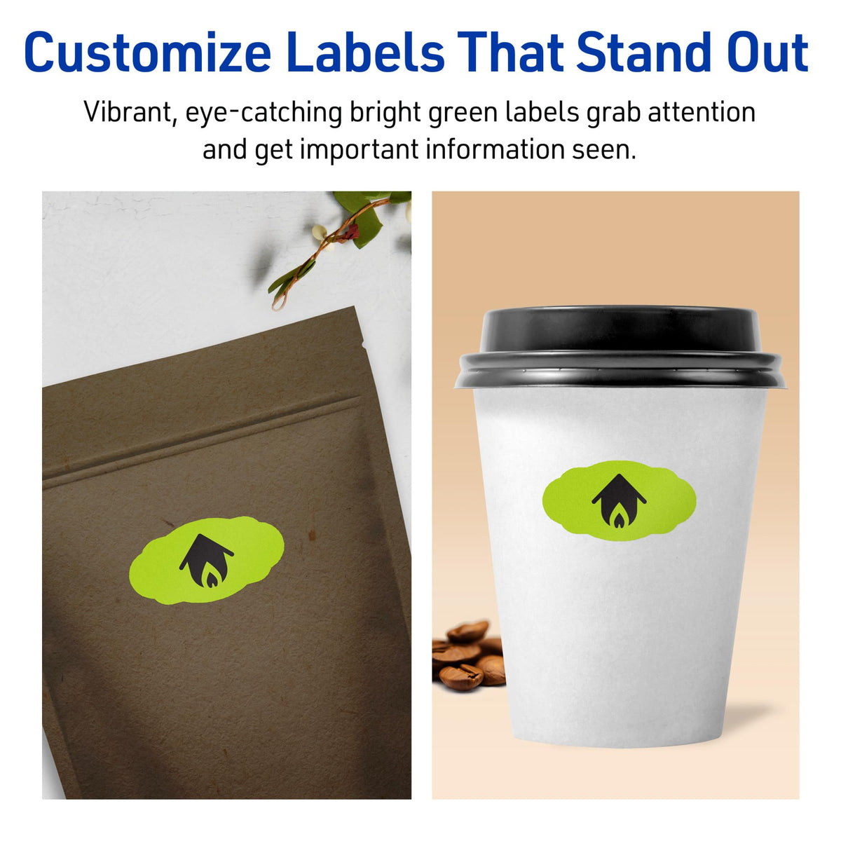 Avery Printable Oval Scalloped Labels, Sure Feed Technology, 1-1/8" x 2-1/4", Bright Green Labels, Print-to-The-Edge, Laser/Inkjet Printable, 420 Total, Great for Candles and Jars 420 labels