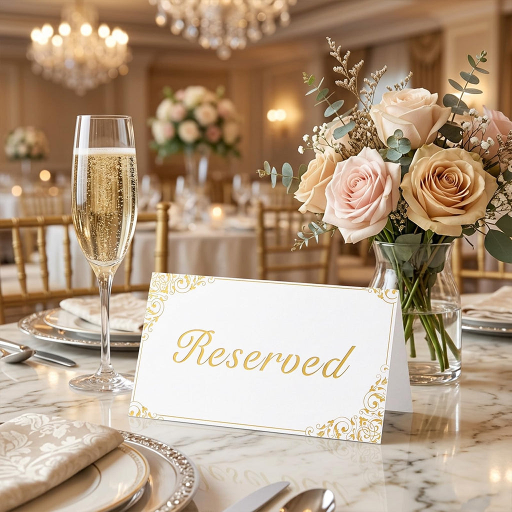 20 Pcs Reserved Seating Sign for Wedding, Double-Sided Reserved Table Signs