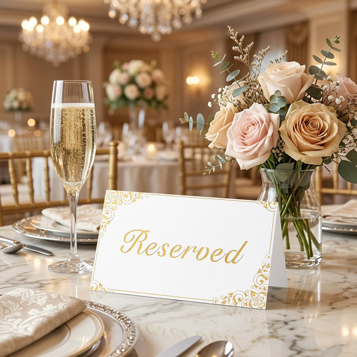 20 Pcs Reserved Seating Sign for Wedding, Double-Sided Reserved Table Signs
