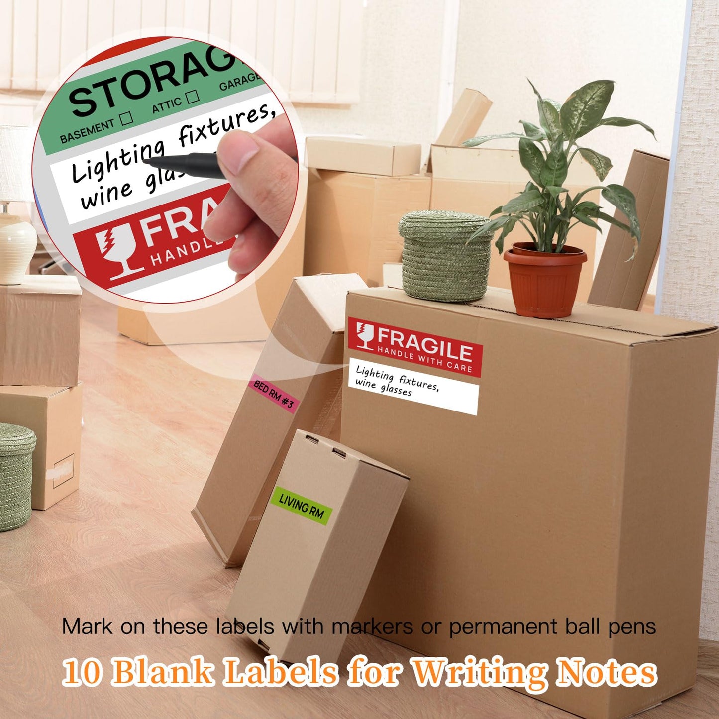 160PCS Color Coded Moving Labels, Packing Stickers for Boxes, Home Moving Helper (1" x 4.5")
