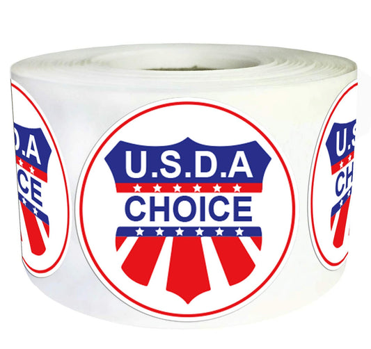 USDA Choice Grade Grocery Store Food Labels 1.5 Inch Prime Stickers Round Meat Food Packaging Labels - USDA Choice Stickers Grade Beef Grocery Store Meat Packaging Sticker 500 Pcs Blue