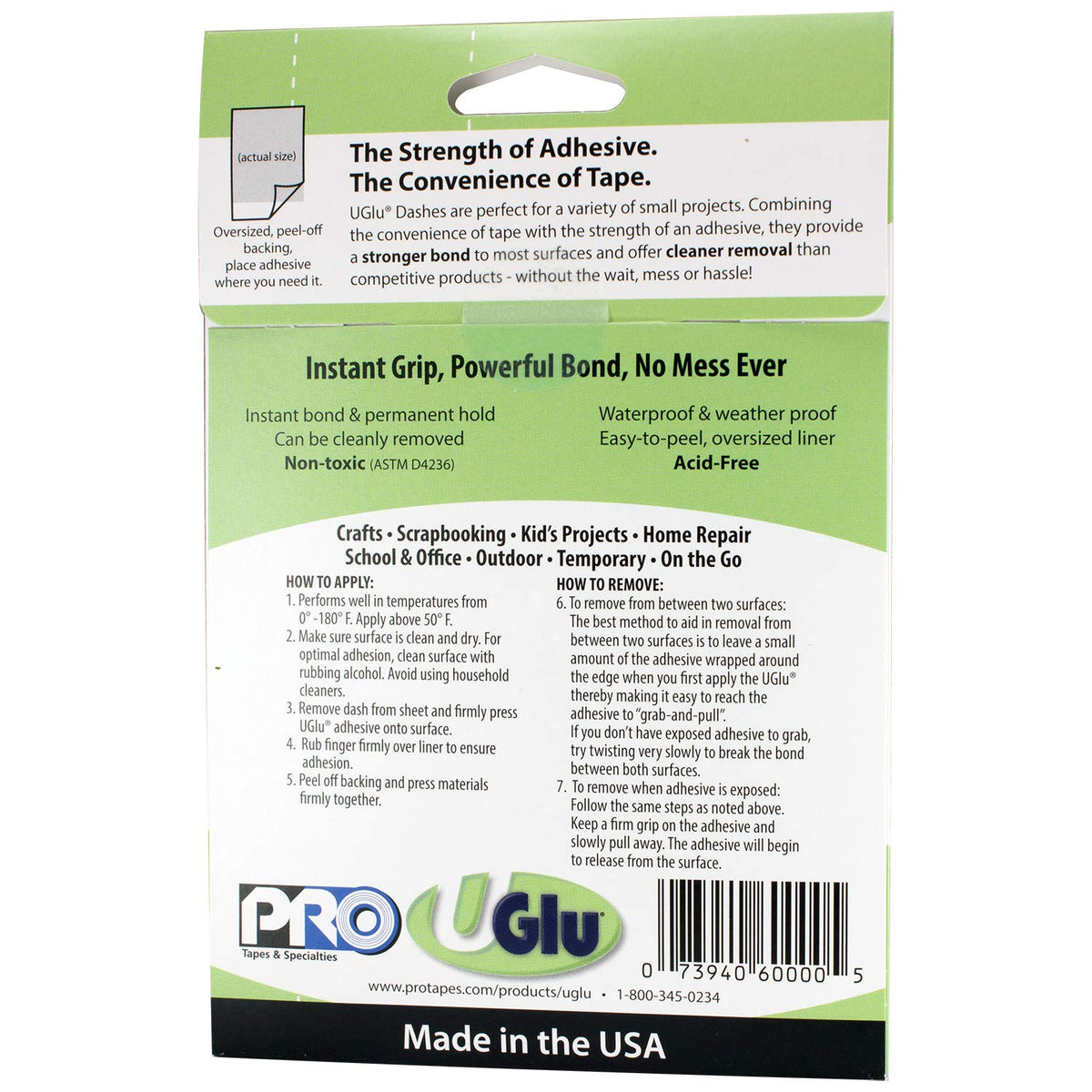 PRO Tapes & Specialties 306UGLU600 UGlu Dash Sheets, 1/2 in. x 5/8 in. dashes / 160 dashes per Pack, Clear