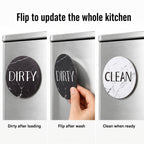 Dishwasher Magnet Clean Dirty Sign, 3.54 Inch Reversible Clean Dirty Magnet for Dishwasher, Waterproof Double Sided Black White Marble Indicator, Kitchen Accessories, 1 Pack