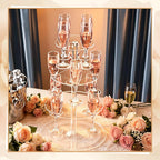WADORN 3-Tier Clear Acrylic Champagne Tower, Champagne Display Rack Stand with 12 Slots Round Cocktail Stemware Tree Stand Holders for Wedding Celebration Bar Party Cocktails Margarita Cups Display