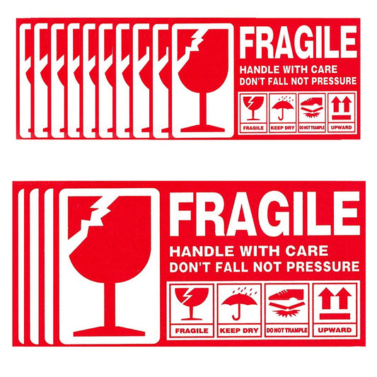 DFYOUHOME® 112 PCS Fragile Handle Warning Adhesive Label with Care Keep Dry Upward Do Not Trample for Packing Box Shipping Notice Red Stickers Large (6＂x 3-1/2＂) and Small (3＂x 2＂) Size