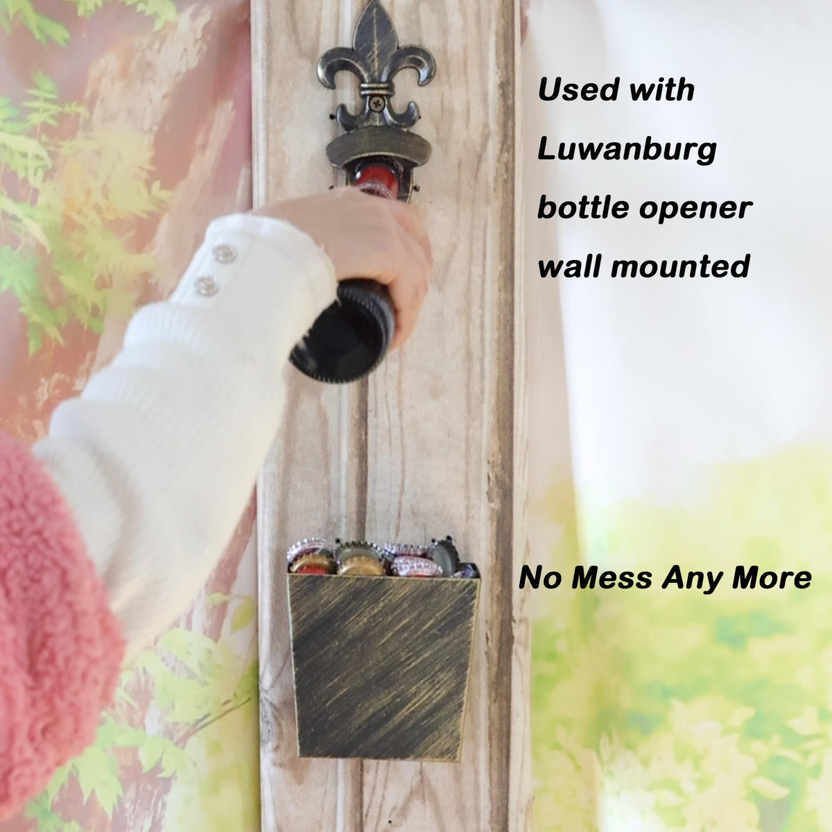 Vintage Beer Bottle Cap Catcher Holder Wall Mounted Drain Opening Bronze
