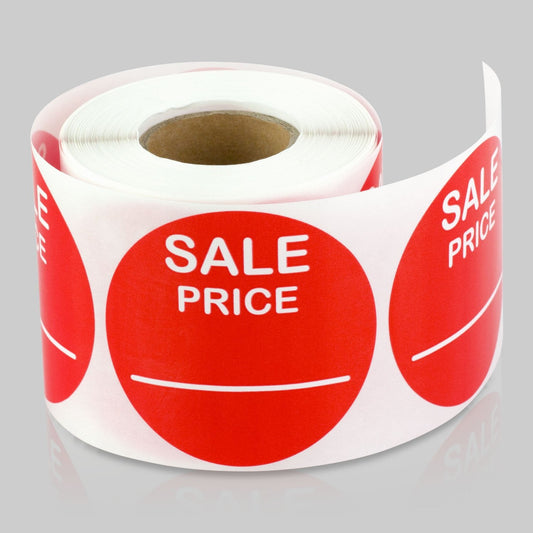 Sale Price Sticker Label - Red Color Coded Selling Price Sticker with Write in Price for Retail, Stores, Thrifting, Boutiques, Yard Sales - 300 Count Roll 2 Inch Circle