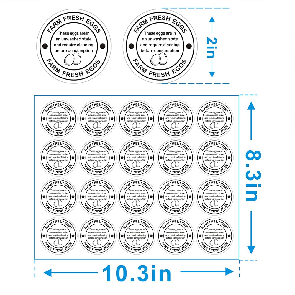600 Pcs 2 Inch Farm Fresh Eggs Carton Labels,Stickers for Egg Packaging Packaging Quail Eggs (White) White