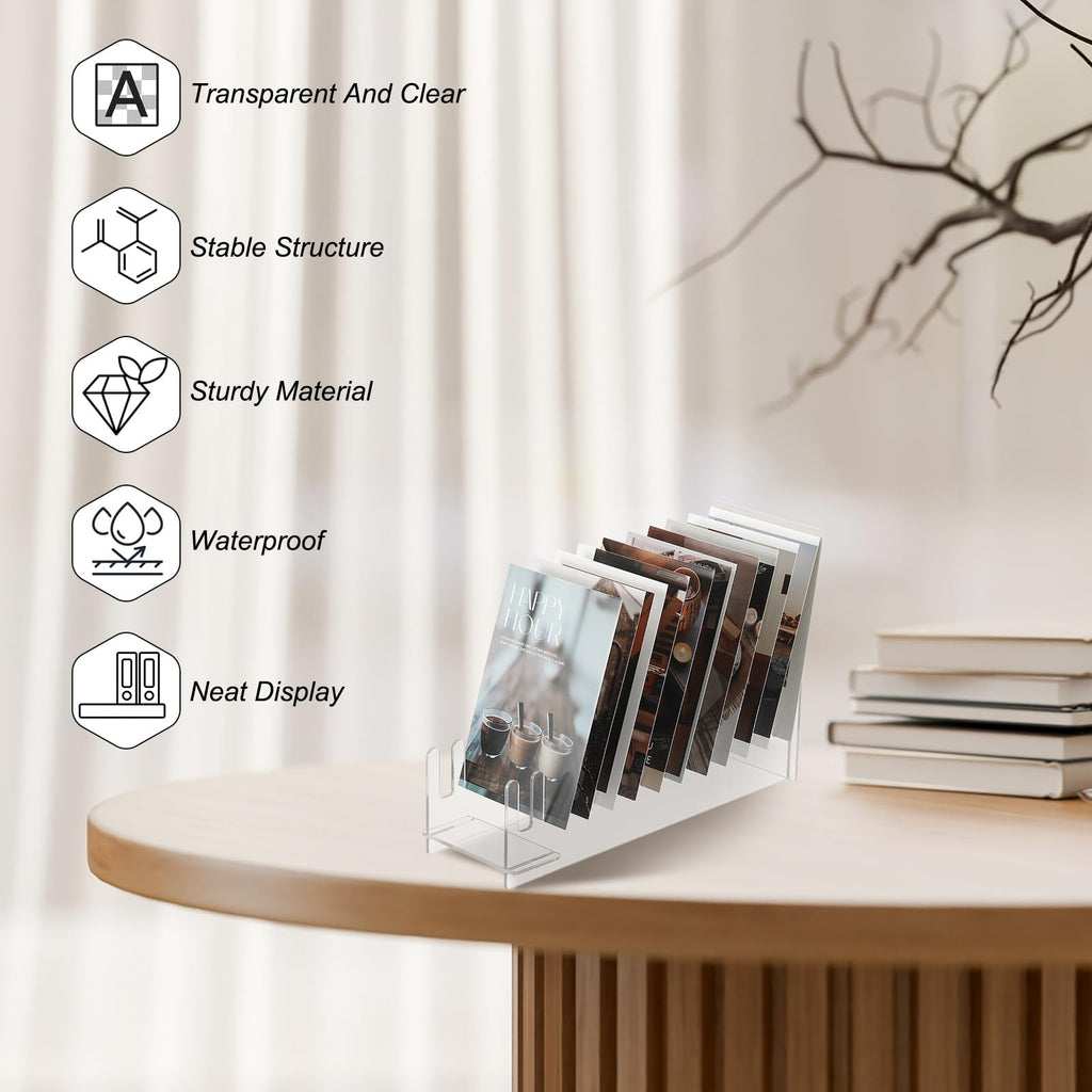 PATIKIL 1pack 12-Tier Clear Greeting Card Display Stand Acrylic Sticker 1