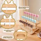 3-Tier Wooden Cake Pop Stand with 21 Holes, 100pcs Cakepop Bags Sticks Ties