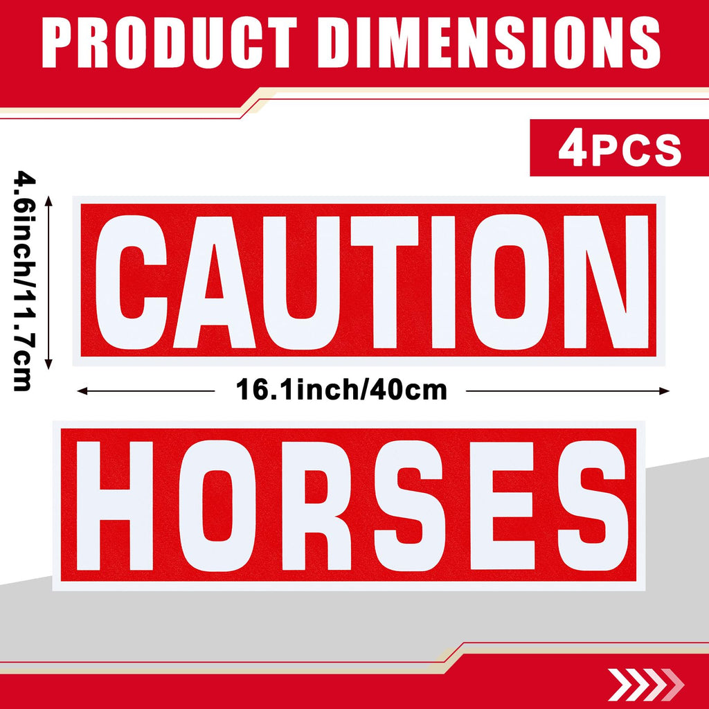 4 Pcs Caution Horses Trailer Decals, Reflective Warning Stickers