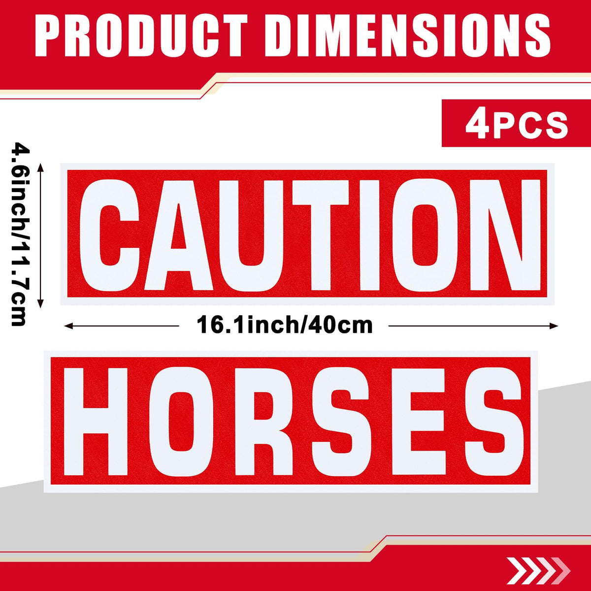 4 Pcs Caution Horses Trailer Decals, Reflective Warning Stickers