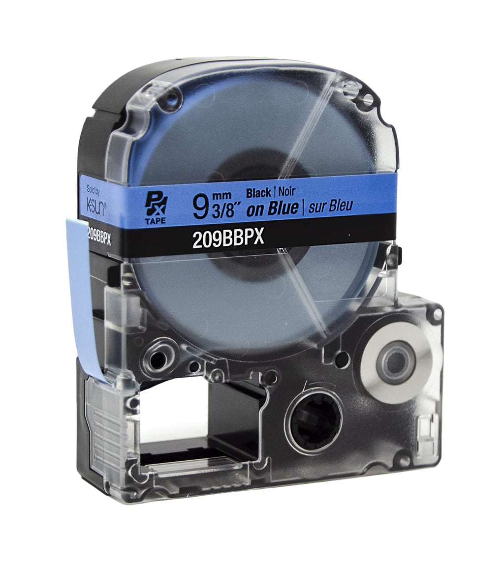 Epson LABELWORKS 209BBPX Label Tape - Black on Blue - 3/8" (9mm), 30ft 9mm