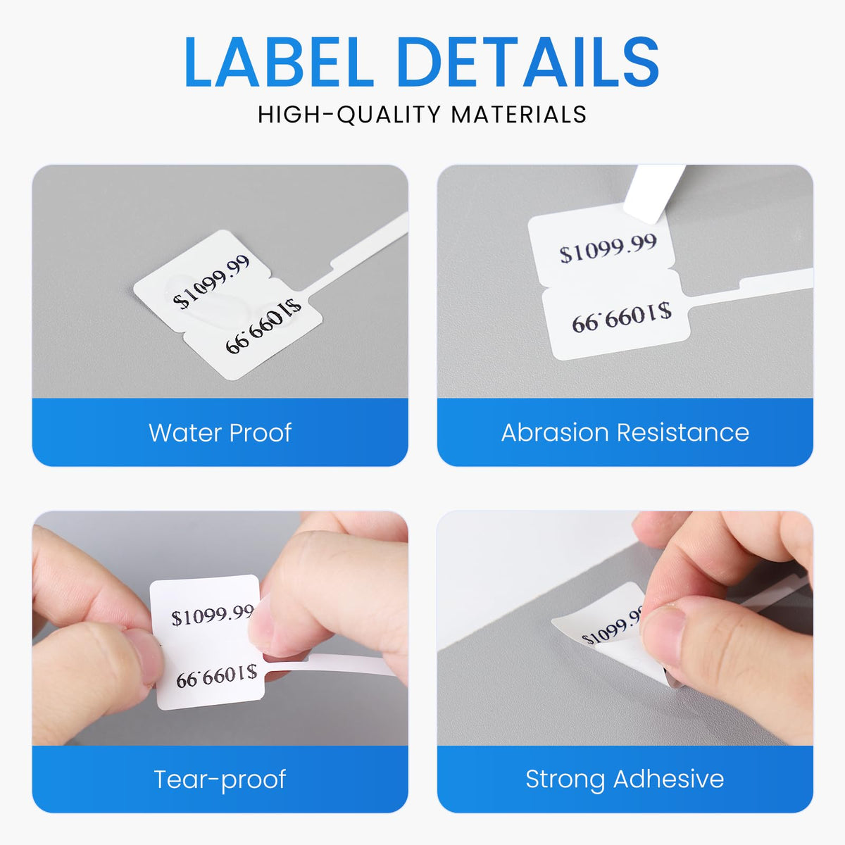 CLABEL Jewelry Price Label Tags 1.18"x2.75", White, 6 Rolls 30x70mm 6Rolls