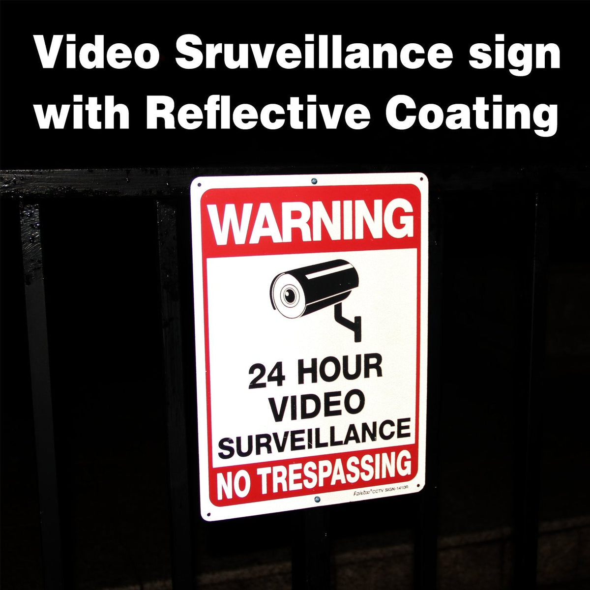 Video Surveillance Sign, No Trespassing Sign, Metal Reflective Warning Sign, 4 Pack, 14x10 Inches .040 Aluminum, Indoor or Outdoor Use for Home Business CCTV Security Camera,UV Protected & Waterproof Red (4-Pack) - 14"x10"