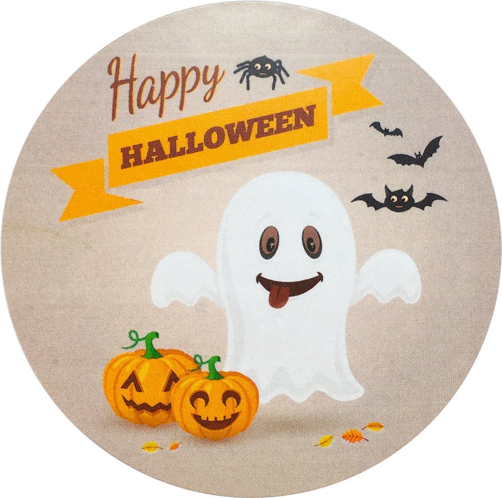 Happy Halloween Stickers 2.5 Inch Round Circle Dots 4 Different Designs 100 Total Adhesive Stickers
