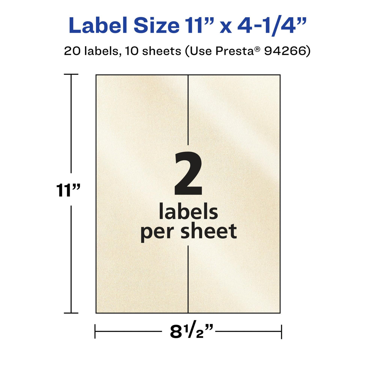 Avery® Pearlized Ivory Rectangle Labels, 11" x 4.25", 20 Pearlized Ivory Labels, Laser/Inkjet Printable 20 labels