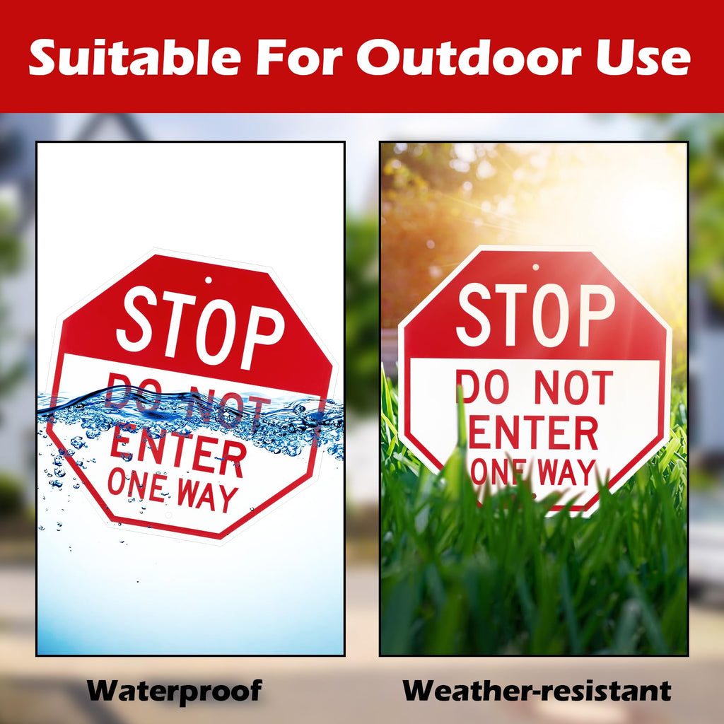 LEIFIDE 2 Pack Stop Do Not Enter One Way Signs - Reflective Aluminum Sign
