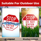 LEIFIDE 2 Pack Stop Do Not Enter One Way Signs - Reflective Aluminum Sign