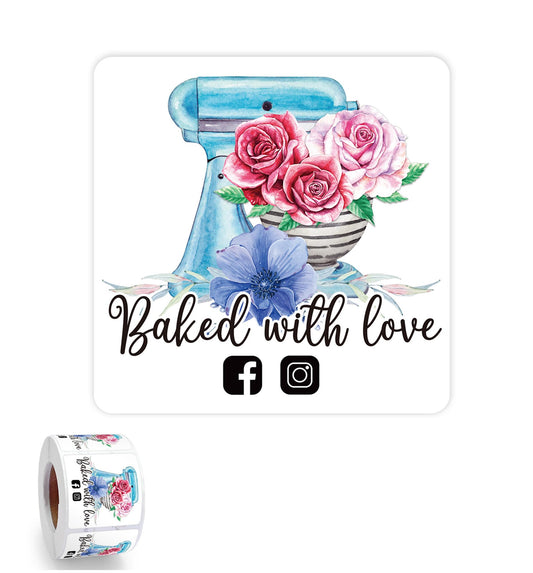 500pcs Made with Love Stickers Roll, Baked, Thank You, Handmade, Cake Box, Happy Mail, Cupcake Cookies Mama Owned Small Business Baked With Love