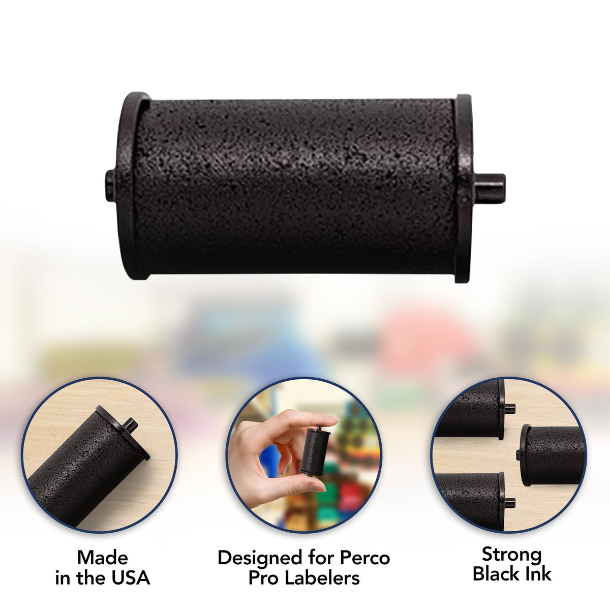 Perco Ink Roll for Perco Pro (1 and 2 Line) Price and Date Guns - Pack of 4 Replacement Inkers - Easy to Load, Premium, Clear & Bold Prints - Made in USA 4 Pack