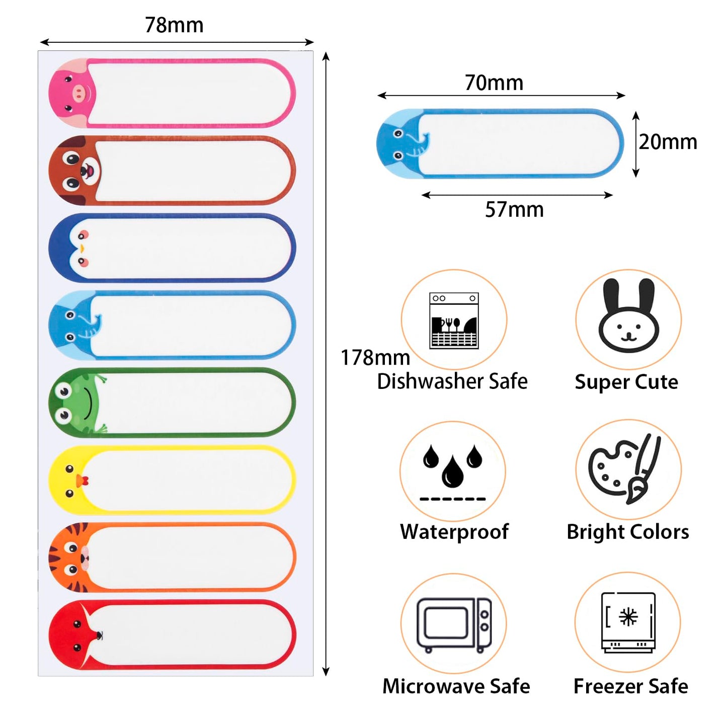 Baby Bottle Labels for Daycare, Waterproof Name Labels, Self-Laminating, Write-on Personalized Label for Kids, Adhesive Labels Sticker for Organization, Boho Rainbow Labels, Pack of 128 Mixed Styles-128pcs