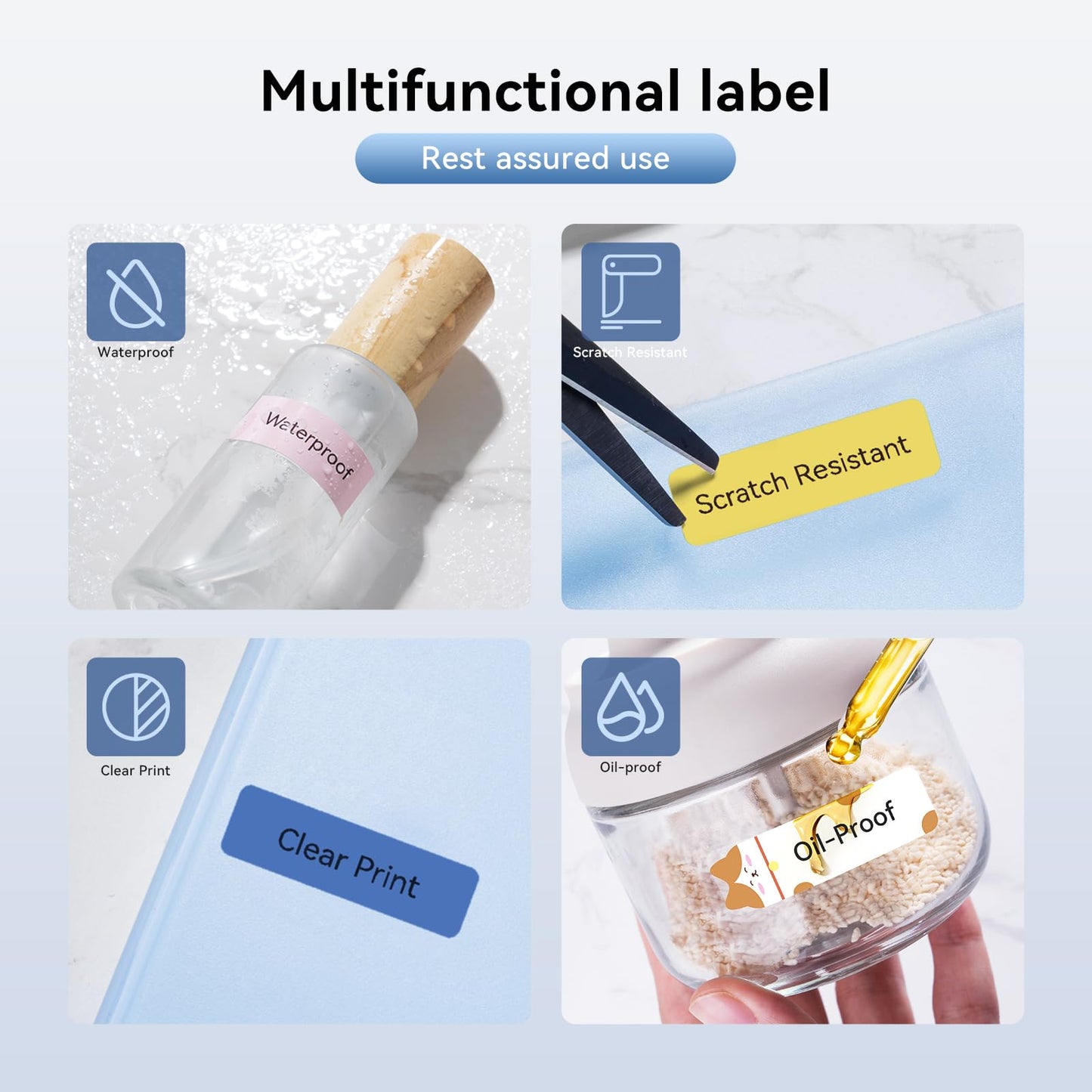 NIIMBOT D11 Label Maker Tape 6Rolls Adhesive White Label Paper 0.47" X 1.57" (12 X 40mm) 160 Labels/Roll, Compatible for NIIMBOT D11 D110 Label Printer, White Pink Green, 6-Roll 6Rolls 12 X 40mm