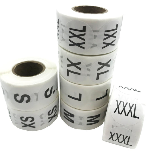 3500pcs 7 Rolls Clothing Size Stickers and Label Round Self-Adhesive Size Stickers Suitable for Clothing and T-Shirt Retail, Available in 7 Sizes (XS, S, M, L, XL, 2XL, 3XL) J075