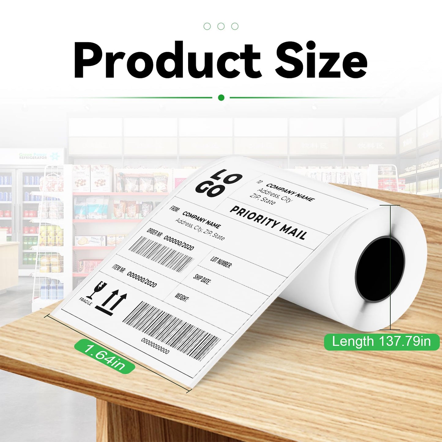 Label Printing Paper - 15 * 50mm 8 Rolls of Label Printing Paper, Thermal Printing Labels - Multi-Purpose Square Self-Adhesive Labels, White Background with Black Text