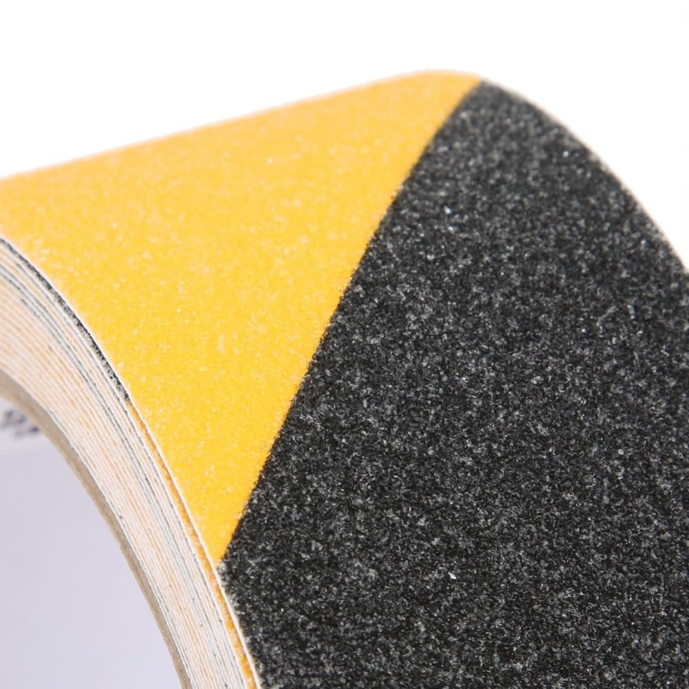 Black Yellow Anti Slip Tape 50mm x 5m - PVC Safety Grip Floor Warning Tape for Industrial Equipment and Stair Ramps Outdoor Use
