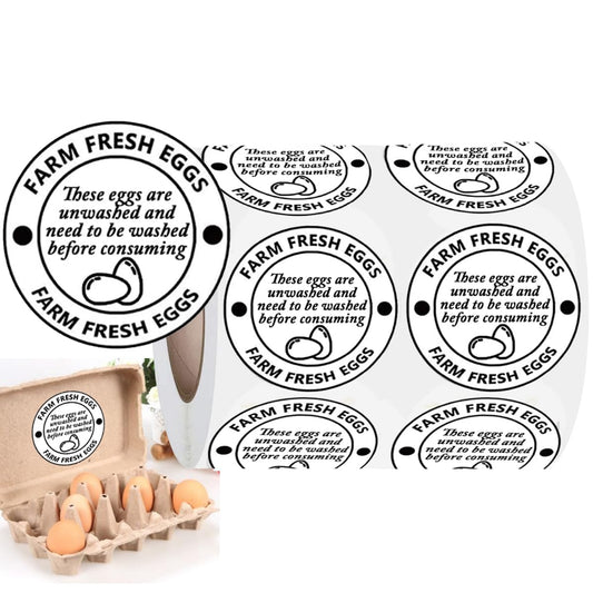 1000 Pcs Fresh Farm Eggs Handling Instructions Stickers,2 Inch Egg Carton Stickers Writable