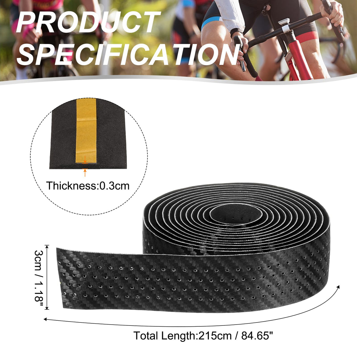 PATIKIL PU EVA Bike Handlebar Tape, 1 Pair Soft Bicycle Bar Tape Anti-Slip One Size with End Plugs for Road Cycling Folding, Black