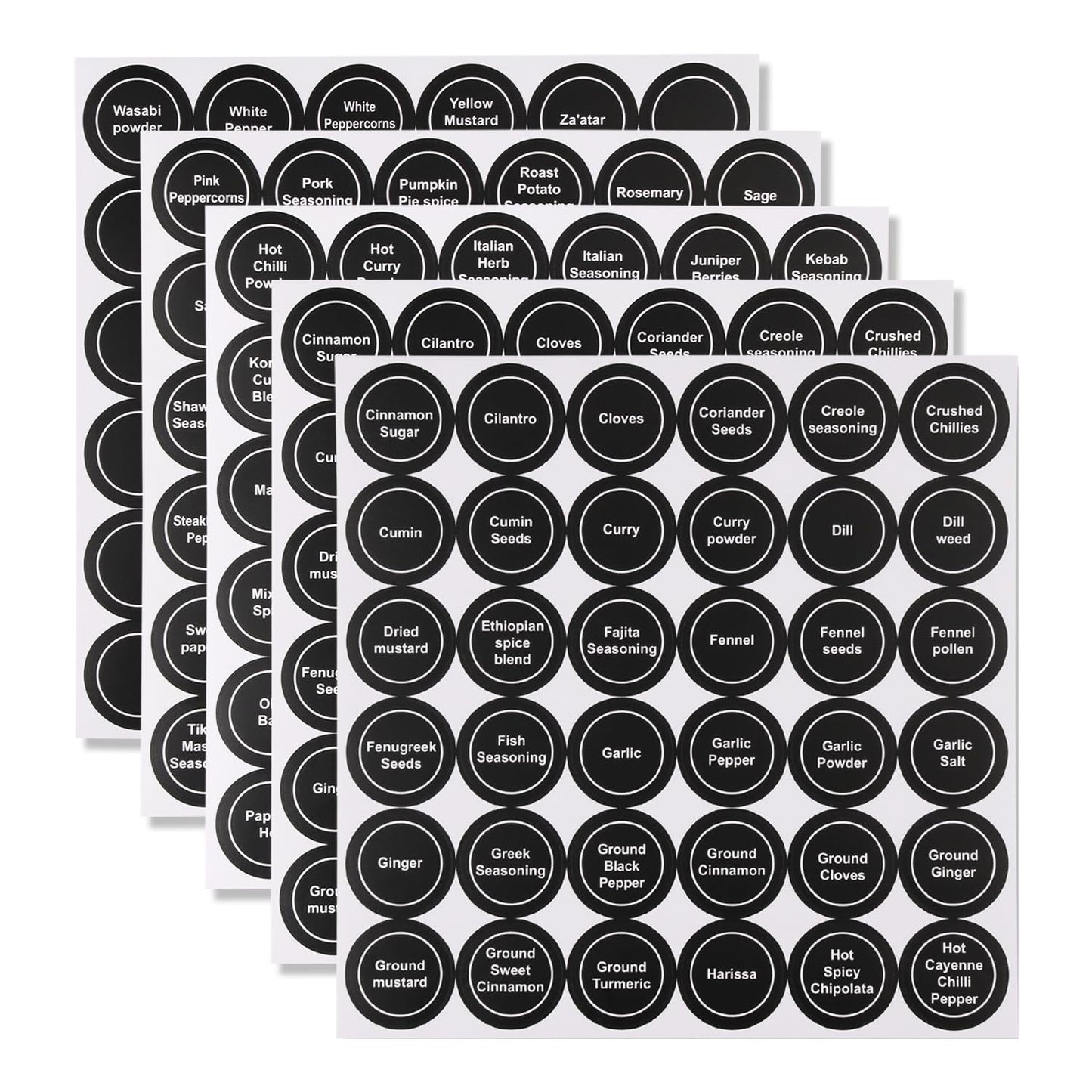Black Spice Jar Labels Removable Spice Labels Stickers for Kitchen Pantry Food Containers