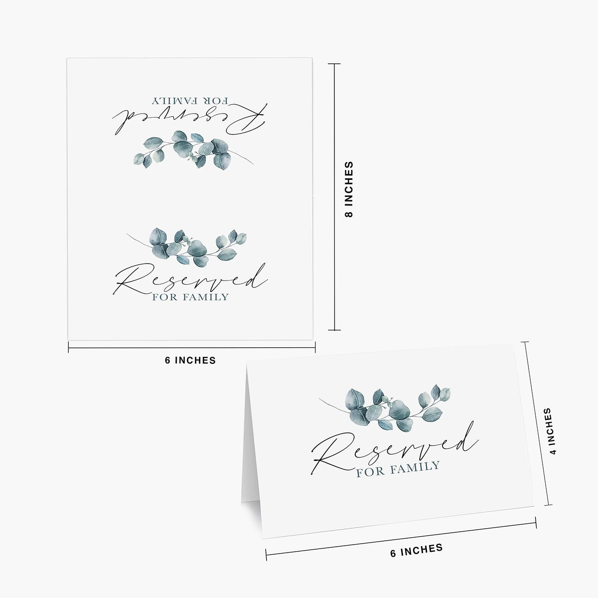 CLEVER SIGNS Reserved Table Signs, Pack of 25 Reserved Signs for Family, Reserved Signs for Weddings, Receptions, Christmas, 4x6 inches Reservation Cards for Tables, Greenery Watercolor Design