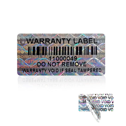 380pcs Tamper Proof Stickers with bar Code Hologram Security Labels Genuine Warranty Seal with Unique Serial Number(1.2 X 0.6 Inch,GQYH) Silver