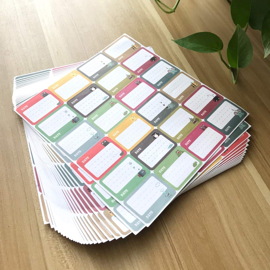 600Pcs Food Labels, Write On Name Tags, Bottle Container Bag Date Labels, 12 Animal Designs Cute Stickers, All-Purpose Labels