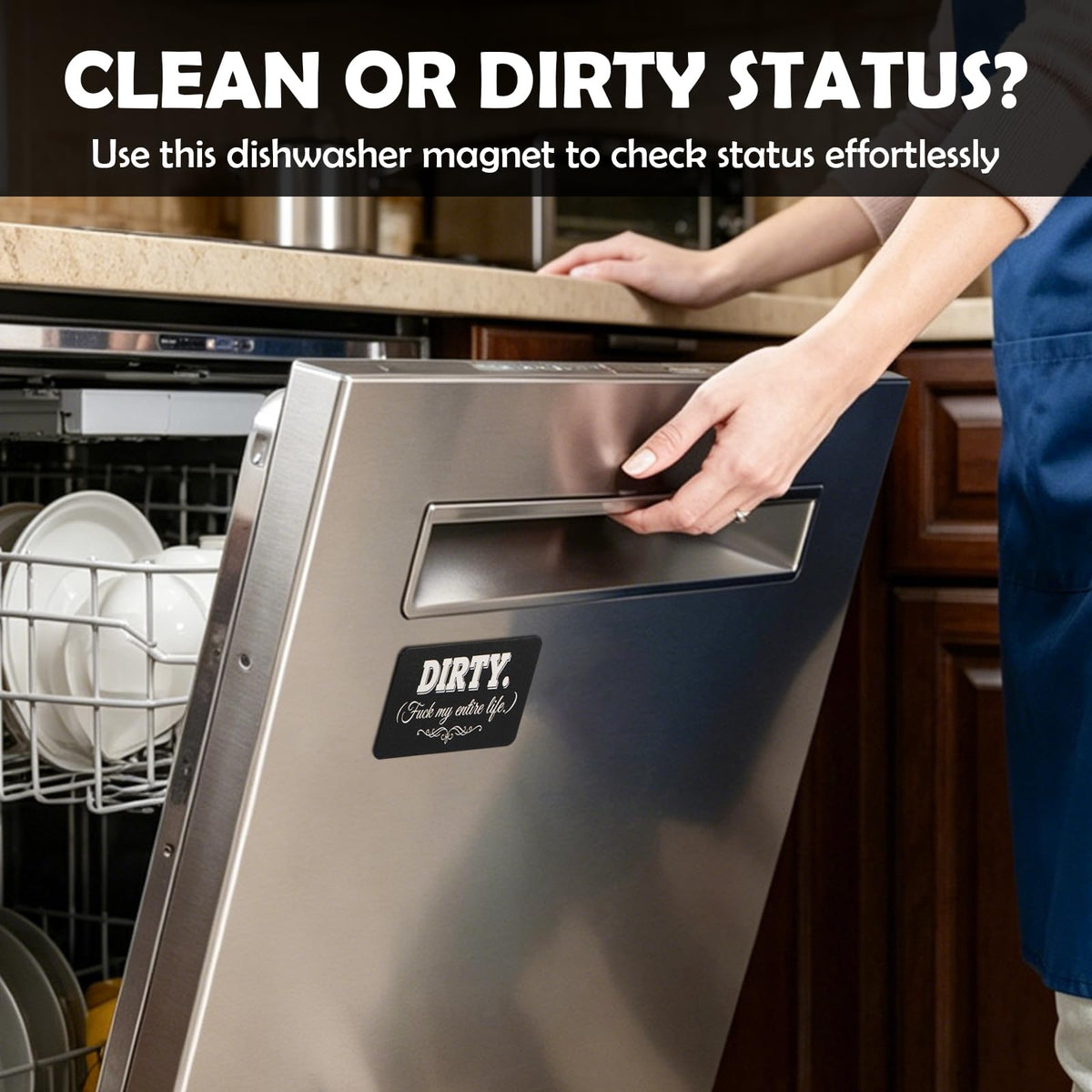 Dishwasher Magnet Clean Dirty Sign, Funny Kitchen Flip Indicator