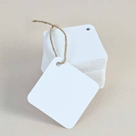 Price Tags with String Attached for Jewelry, Clothing, Garage Supplies, Merchandise Pricing Tags in White Color for Small Inventory, Strings for Labeling (Style 4, Pack of 200) Style 4