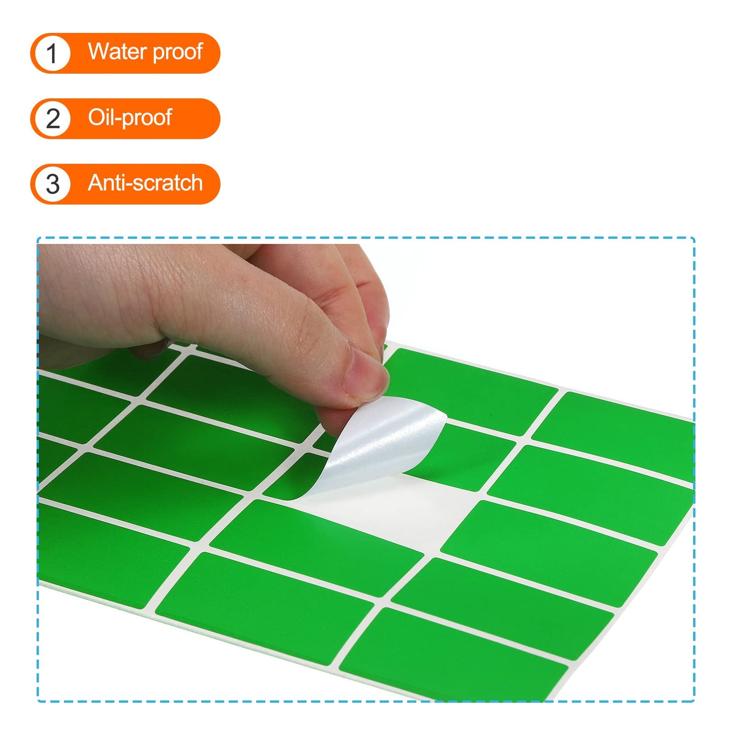 MECCANIXITY Colored Rectangle Stickers, 2000 Labels Color Code Sticker, 1.57x0.75 Inch Self Adhesive Light Green for Folder, Jar, Drawer