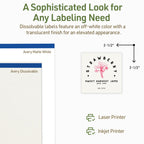 Avery® Dissolvable Square Labels, Sure Feed® Technology, 2.5" x 2.5", Matte White, Laser/Inkjet Printable, 90 Labels Total, Freezer-Safe, Microwave-Safe, Refrigerator-Safe