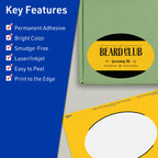 Avery Printable Oval Labels, Sure Feed Technology, 4" x 6", Bright Yellow Labels, Print-to-The-Edge, Laser/Inkjet Printable, 40 Total, Great for Packaging and Candles 40 labels