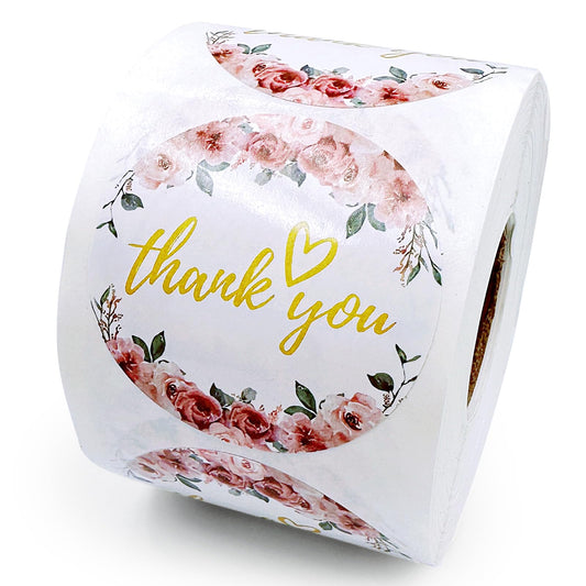 Round Thank You Stickers, 500 PCS Business Packaging Labels for Online Retailers, Handmade Goods, Bakery, Gifts, Art & Crafts