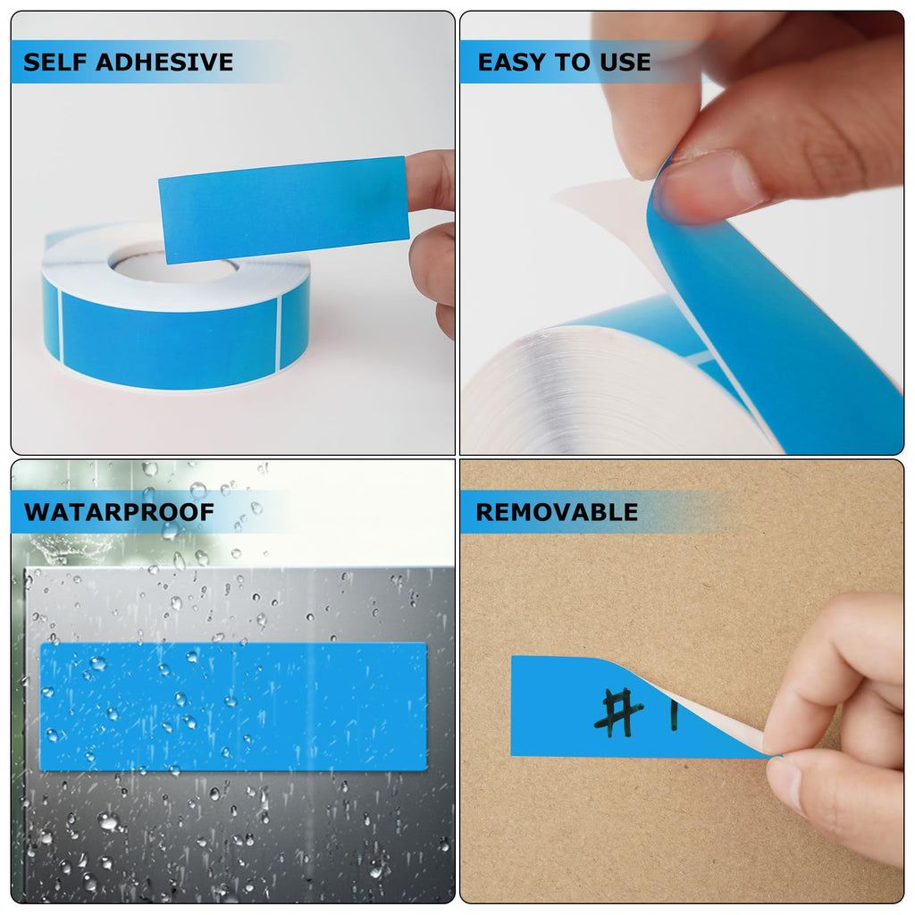 Blue Rectangle Labels 3" x 1" Color Coding Stickers Roll 500 Pcs Blue