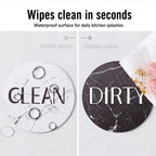 Dishwasher Magnet Clean Dirty Sign, 3.54 Inch Reversible Clean Dirty Magnet for Dishwasher, Waterproof Double Sided Black White Marble Indicator, Kitchen Accessories, 1 Pack